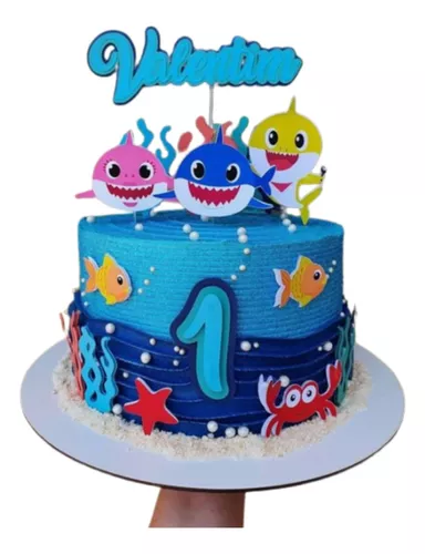 Cake Topper Baby Shark Personalizado Adorno Torta Cumpleaños
