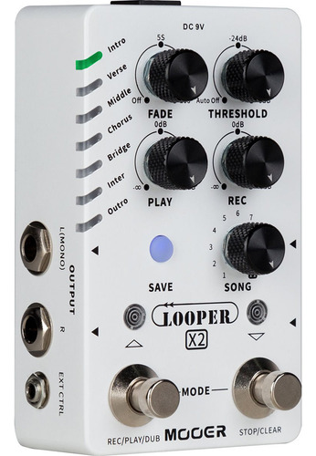 Pedal Efectos Mooer Looper X2 Color Blanco