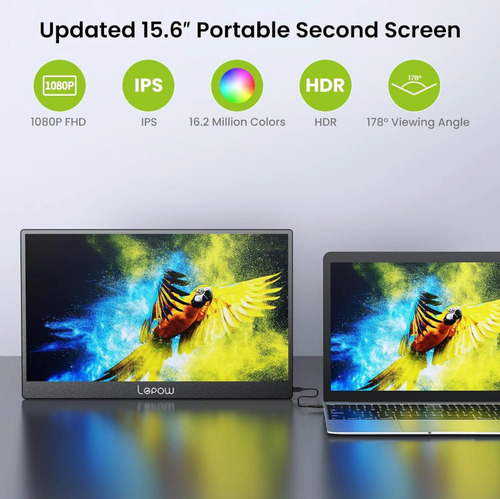 Monitor Portátil 15.6 Pulgadas Tipo C Hdmi Para Laptop Mac