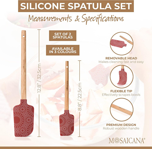 Juego 2 Espátulas Silicona Rojas