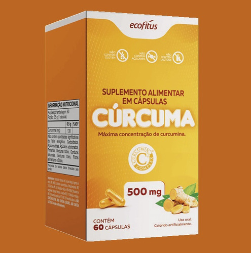 Suplemento Alimentar Curcuma 500mg C/ 60 Capsulas - Ecofitus