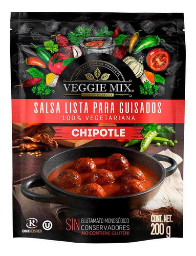 Salsa Chipotle Lista Para Guisados Veggie Mix Vegetariana 200g