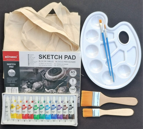 Set Pintura Manualidades: Bolsa + Pinceles+ Brochas + Mezcla