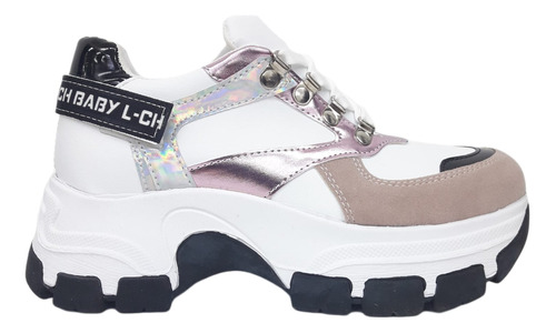 Zapatillas Moda Urbanas Blanco Rosa Mujer 35 Al 40