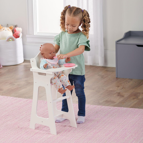 Silla Alta Para Muñeca Con Plato, Babero Y Cuchara
