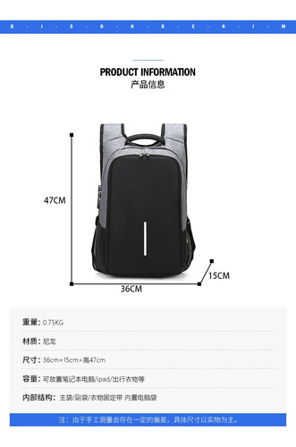 Mochila Porta Notebook Con Sistema Antirrobo Puerto Usb