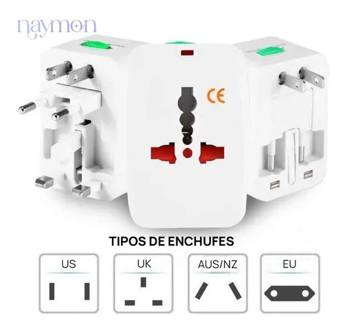 20pz Adaptador Convertidor Clavija Corriente Universal Viaje