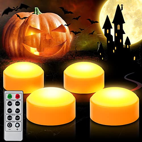 4 Pcs Luces Led De Calabaza De Halloween Temporizador Y...