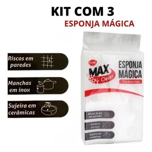 3 Esponja Mágica Bucha Melamina Multiuso Tira Limpa Manchas