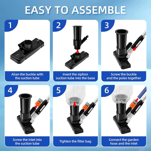 Aspirador Para Piscina Portátil De 1,2 M, Adaptador