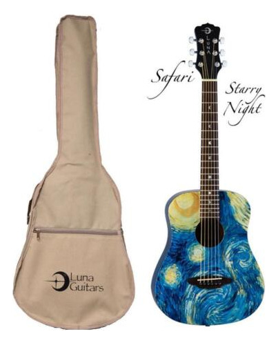 Luna Safstr Safari Starry Night 3/4 Acoustic Guitar Eeb