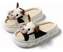 Comprar Pantuflas De Vaca Para Mujer Suaves Cómodas Lino Mudas