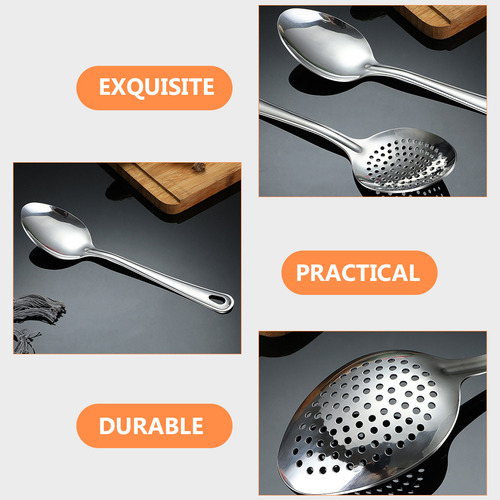 Utensilio Ranurado Portátil De Acero Inoxidable Con Cuchara