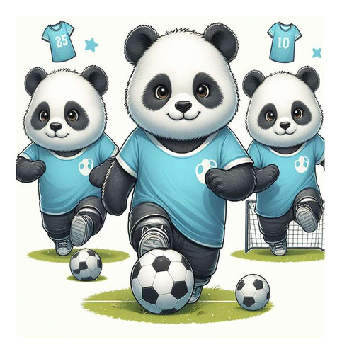 Vinilo 45x45cm Panda Futbol Jugando Playing Soccer Play