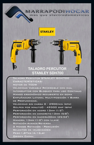 Taladro Stanley Sdh700k 700w Percutor / Regulador Velocidad | Envío gratis