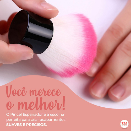 Pincel Espanador Pó Unha De Gel Acrigel Pompom Mini Kabuki