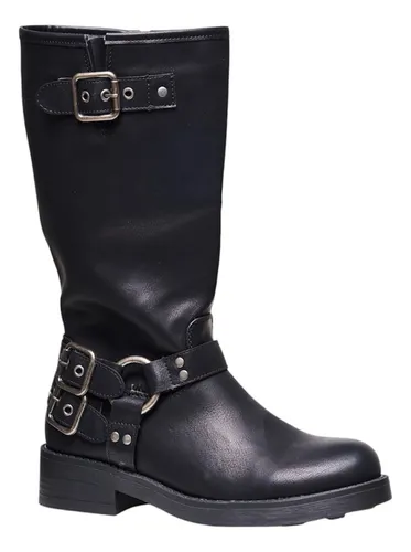 comprar Botas Bucaneras Bajas, Color Negro, De Cuero