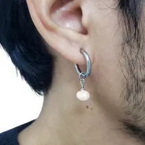 Comprar Par Aretes Presión Falso Acero Perla Cruz Luna Hombre Mr.bou