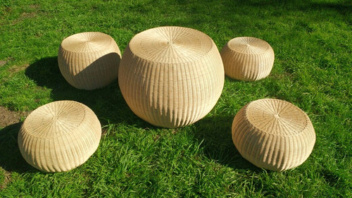 Puffs De Rattan Natural ( Fibra De Caña )