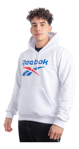 Buzo Reebok Identity Big Stacked Logo Hombre Moda Blanco