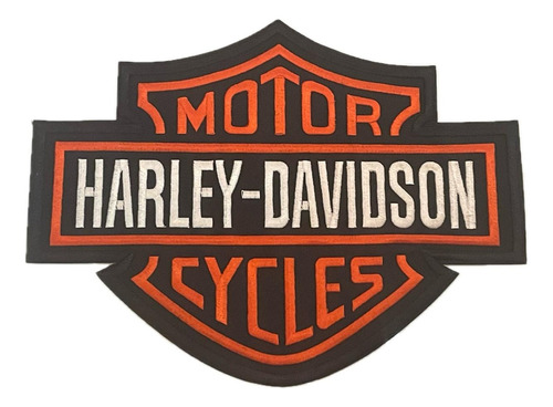 Um Patch Bordado Colete Jaqueta Motociclista Harley Davidson Cor Preto E Laranja
