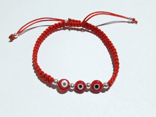 Pulsera Macrame Con Plata Y Ojos Turcos 