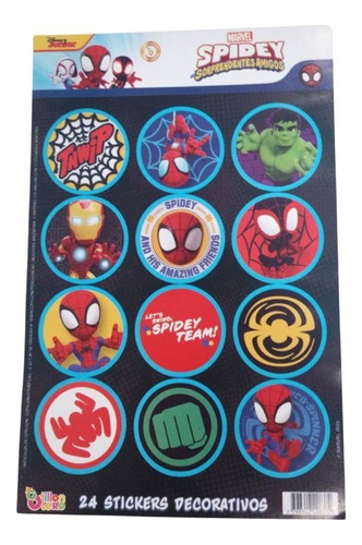 Plancha Stickers Spidey Y Sus Amigos X 24 Un Otero