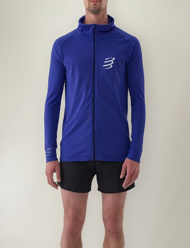 Sudadera Running Compressport 3d Thermo Seamless Azul Aswu30