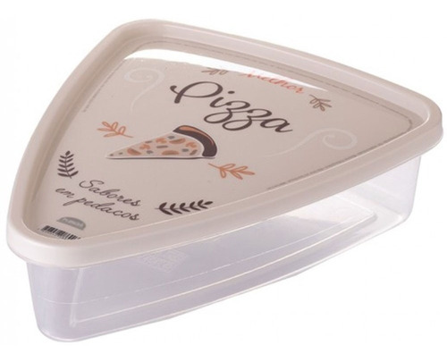 Pote De Plástico Porta Mantimentos Pizza Triangular Plasútil Cor Transparente/cinza