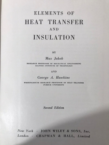 Elements Of Heat Transfer And Insulation Max Jakob