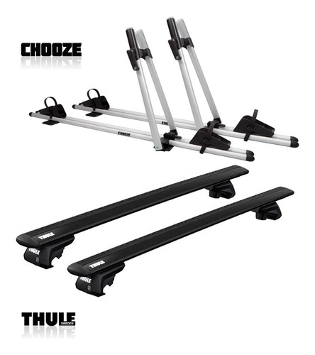 Rack De Teto Thule Wingbar + 2 Suportes De Bicicleta Chooze