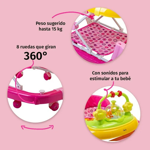 Andadera Mecedora Para Bebé Aeiou Carrusel Musical 2 En 1