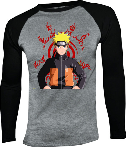 Camiseta Naruto Model 27 Manga Larga Camibuso Raglan