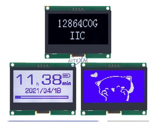 54 Display 128x64 12864 Verde Azul Preto Cinza Spi Iic I2c