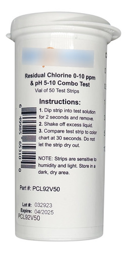 Cloro Residual 0-10 Ppm Y Ph 5-10 Combo Multi Pad Test [via.
