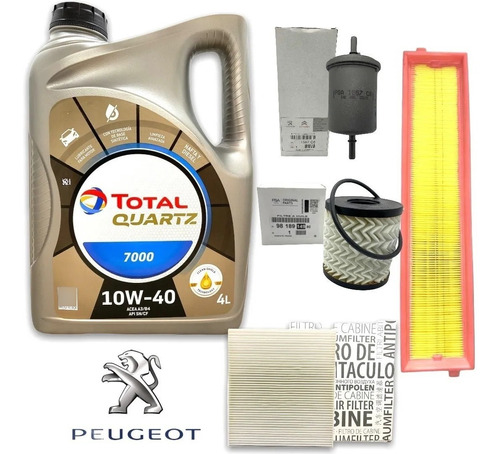 Kit Service Aceite Total 10w40 + 4 Filtros Peugeot 308 1.6