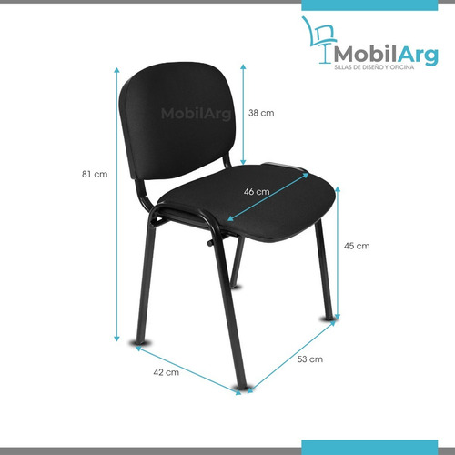 Silla Apilable Fija Consultorio Tapizada Oficina Escritorio Sala De Espera Pack X5 + Envio Gratis C/ Garantia
