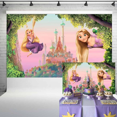 Decoracion Fondo Fiesta Cumpleaño Princesa Rapunzel Diseño 5