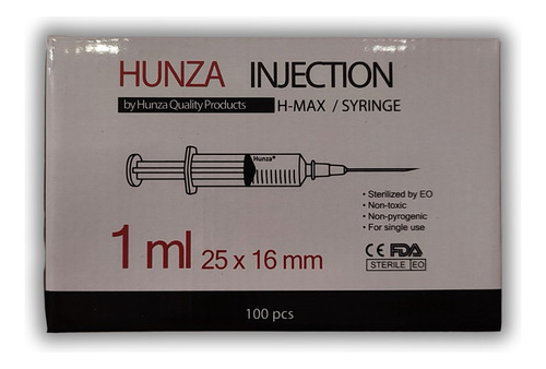 Jeringa Desechable 1ml 25x16mm Hunza Caja Con 100pz