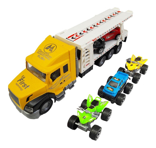 Caminhão Cegonha + 5 Carrinhos 1:32 C/ Fricção Js Toys