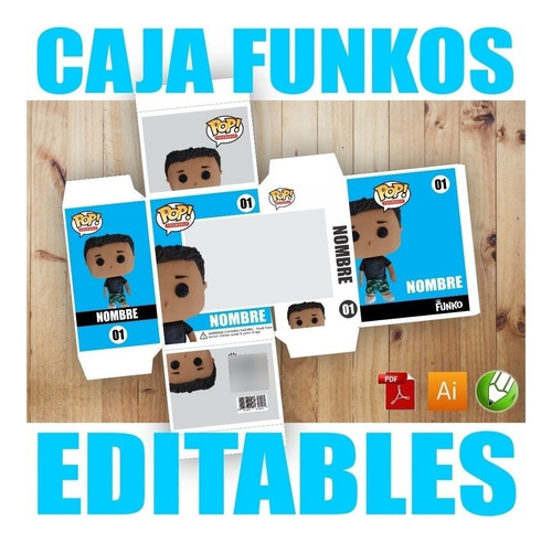 Molde Caja Funko Pop Visor Cajita Kit Imprimible Editable