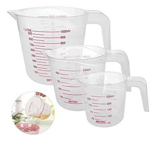 O Set De 3 Tazas Medidoras Repostería Cocina 3 Medidas