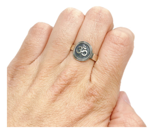 Anillo Om Hindú Mantra Yoga Meditación Plata 925 Plata 925 B - Mediano Plata 925