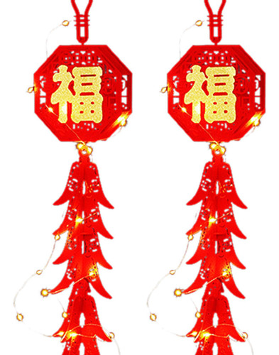 2 Piezas Led Año Nuevo Chino Colgante De Chile Personajes