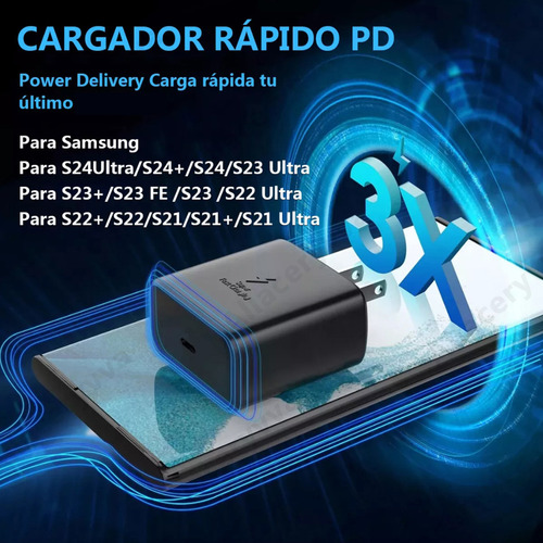 Allaceryvva® Cargador 3M Tipo C Super Rapid de 45 W para Samsung S25 Ultra/S24 Ultra/S23 Ultra/S22 Ultra para iPhone 15/16 Pro Max