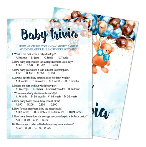 Juego De Baby Shower Yuansail Baby Trivia Con 30 Tarjetas De