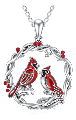 Peimko 925 Collar Cardenal De Plata Esterlina Árbol De La