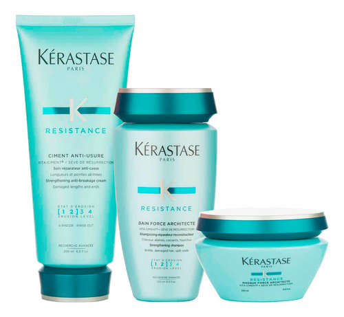 Set Resistanse  Shampoo + Máscara + Acondicionador 3c Kerast