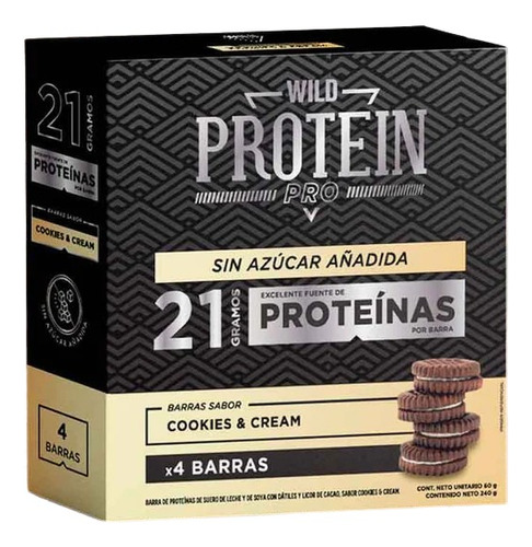 Barra Wild Protein Pro Cookies & Cream - 4 Unidades