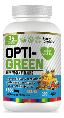 Optigreen Men Vegan Vitaminas 200 Caps. Sabor Sin sabor
